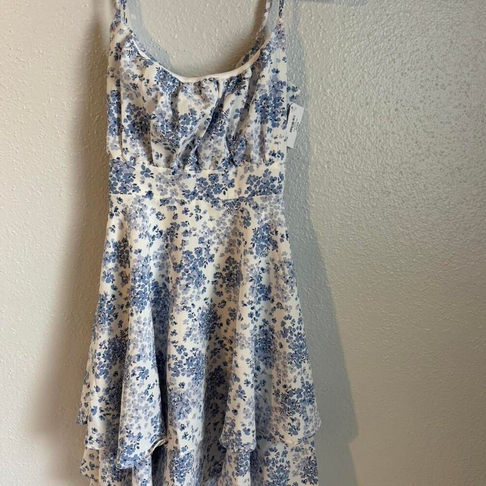 Floral Mini dress Blue and White Cottagecore Coquette Y2K New